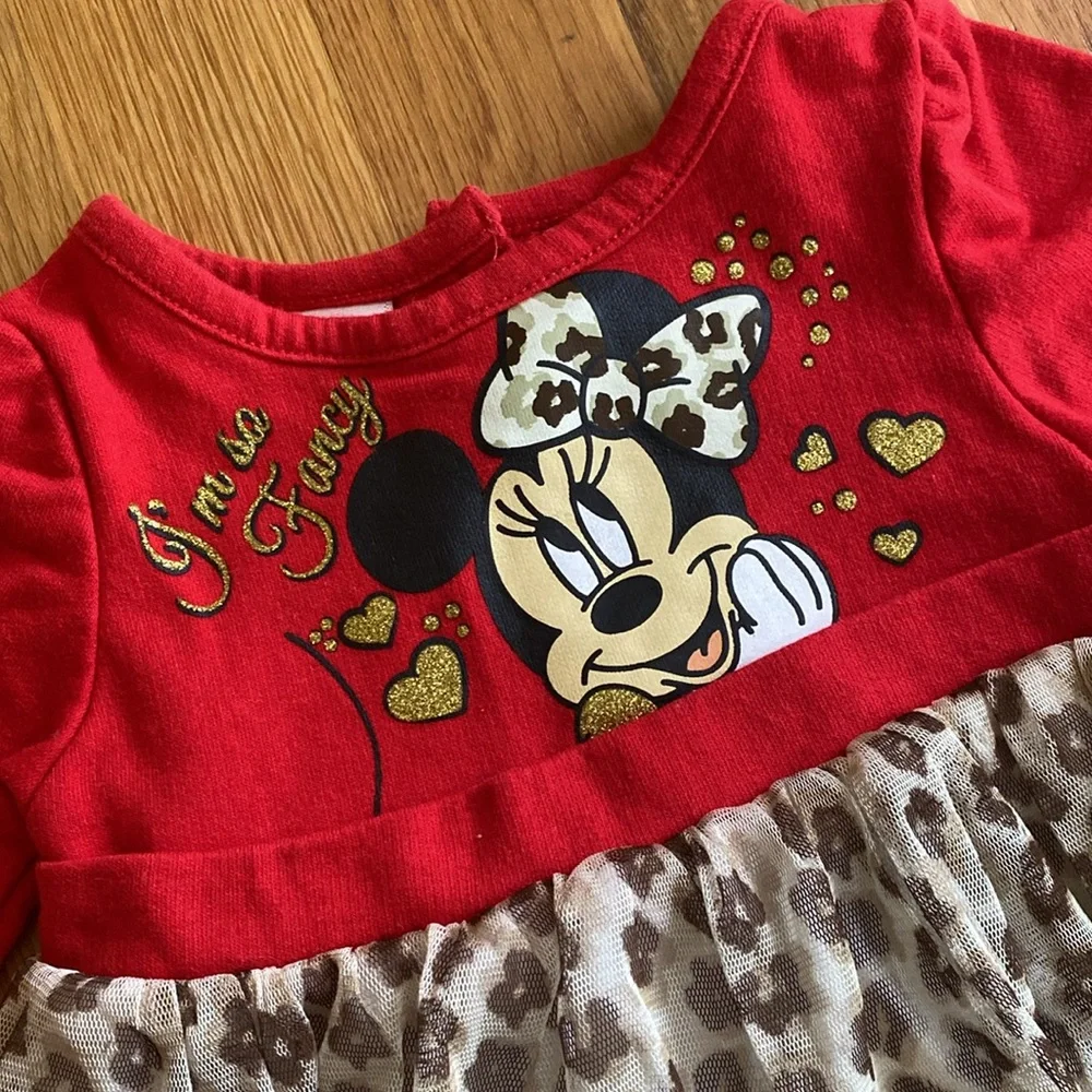 6-9M Minnie Mouse Cheetah Print Dress With Pants